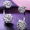Women 's Luxury Shambhala Crystal Ball Stud Earrings Fashion Silver Plated Jewelry Temperament Princess Stud Earrings